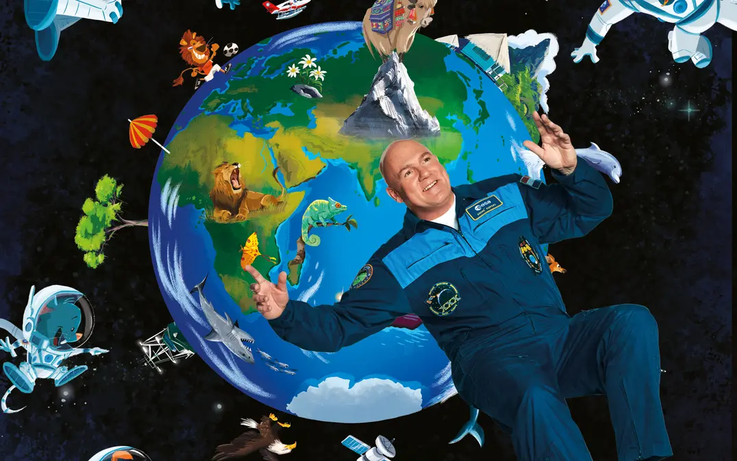 Campagnebeeld Reis om de aarde met de kleine astronauten door Vanaf2 Producties i.s.m. André Kuipers