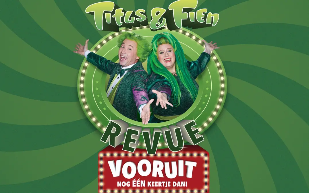 Campagnebeeld van voorstelling Titus en Fien