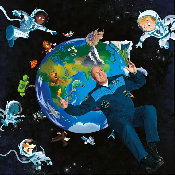 Campagnebeeld Reis om de aarde met de kleine astronauten door Vanaf2 Producties i.s.m. André Kuipers